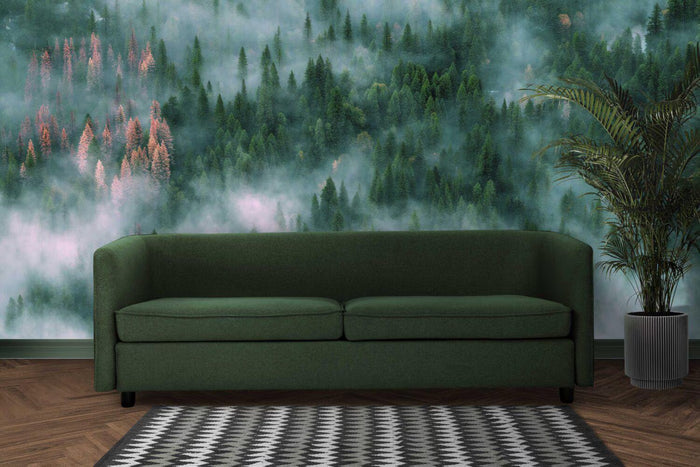 Foggy Forest Wallpaper Mural: Peel and Stick Green Trees Wall Art
