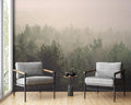 Foggy Pine Tree Mural: Watercolor Landscape Wallpaper (Peel & Stick)