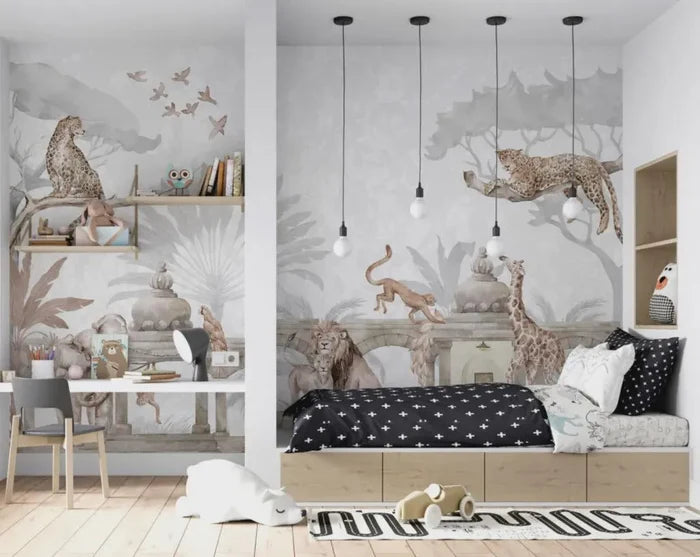 Forest Animals 3D Wallpaper: Safari Wallpaper for Children's Rooms