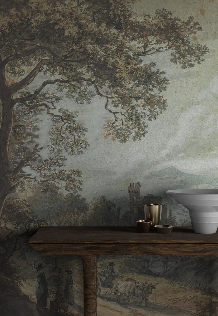 Forest Path Mural Wallpaper: Enchanting Tree Scene, Peel and Stick