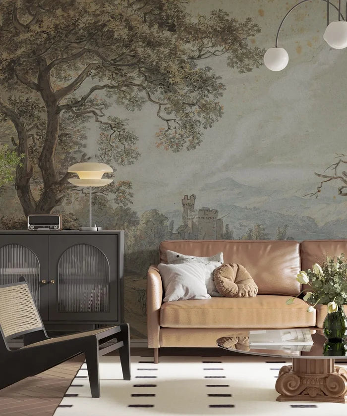 Forest Path Mural Wallpaper: Enchanting Tree Scene, Peel and Stick