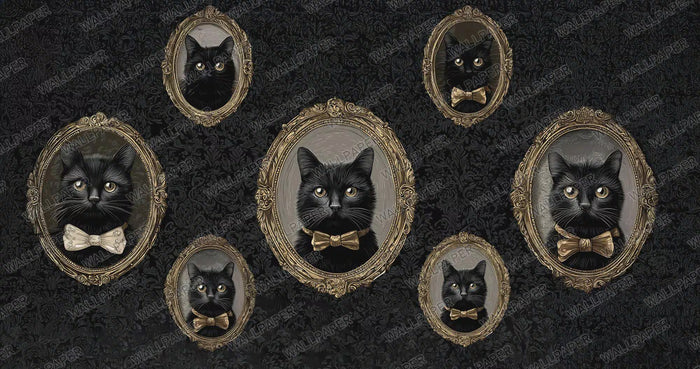 Framed Cats Wallpaper, Peel and Stick Wallpaper, Modern Wall Decor