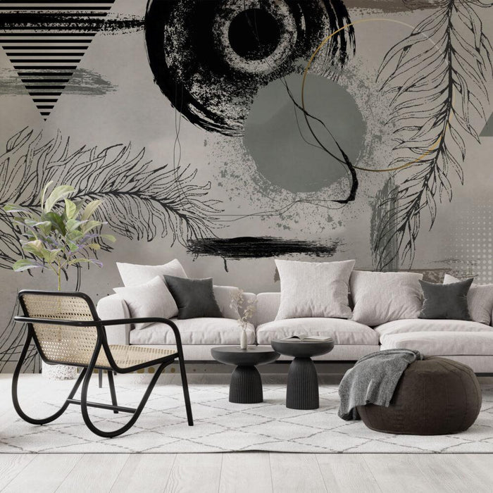 Geometric Feather Pattern Wallpaper: Modern Stripes, Peel & Stick or Nonwoven