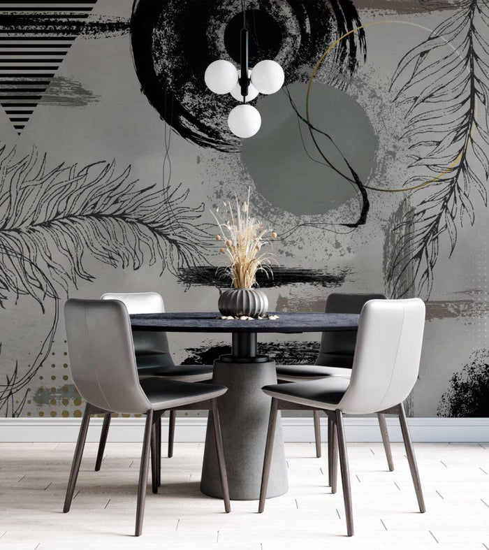 Geometric Feather Pattern Wallpaper: Modern Stripes, Peel & Stick or Nonwoven
