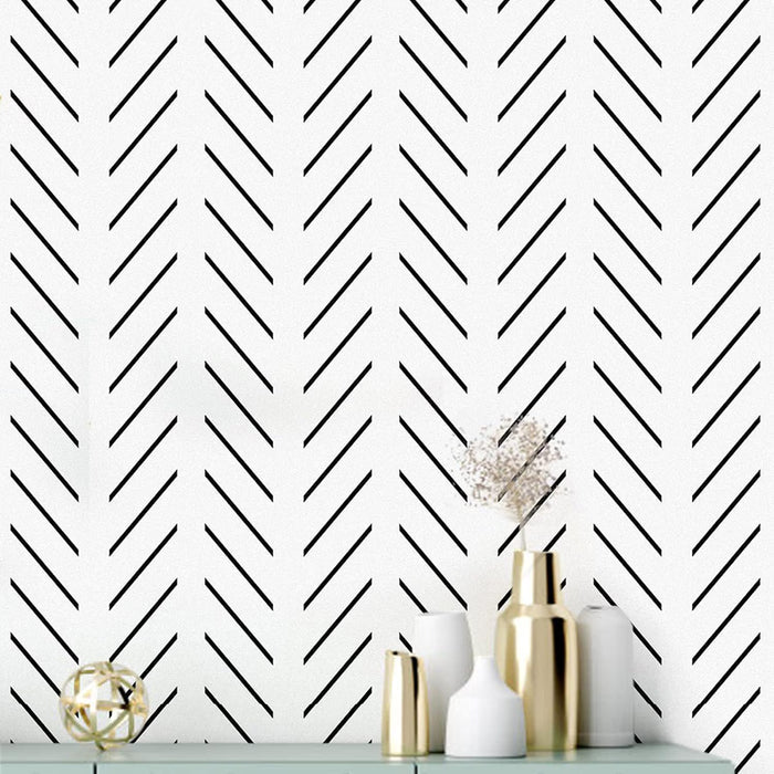 Geometric Lines Removable Wallpaper, Black and White