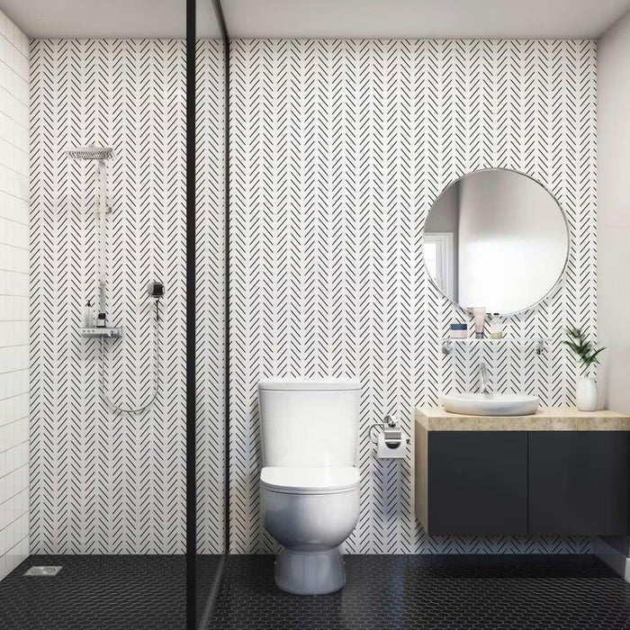 Geometric Lines Removable Wallpaper, Black and White