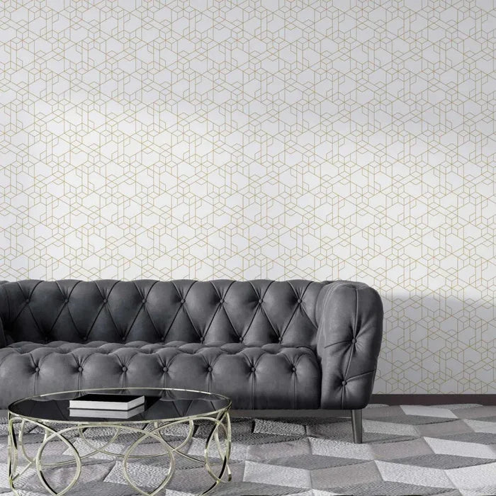 Geometric Wallpaper: Tiny Cubes, Art Deco Style, Removable Wall Decor