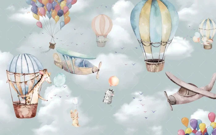 Giraffe Balloon 3D Wallpaper, Children's Room Decor, Peel and Stick