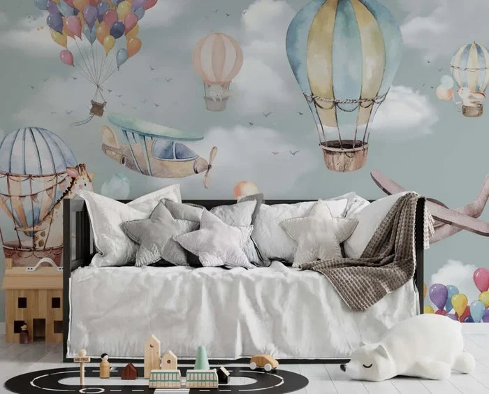 Giraffe Balloon 3D Wallpaper, Children's Room Decor, Peel and Stick
