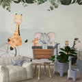 Giraffe on Bicycle Wallpaper: Animal Friends Peel and Stick Wall Mural