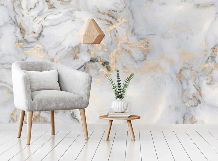 Gold Marble Abstract Wallpaper: Peel and Stick Wall Mural