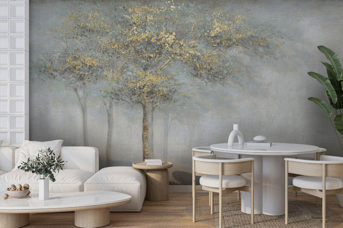 Golden Autumn Forest Wallpaper Mural - Peel and Stick Removable Wall Art