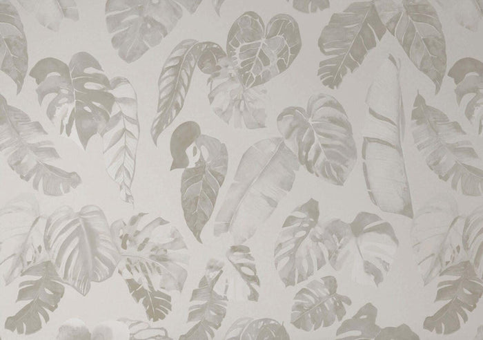 Gray Tropical Leaves Wallpaper: Peel and Stick Removable Wallpaper