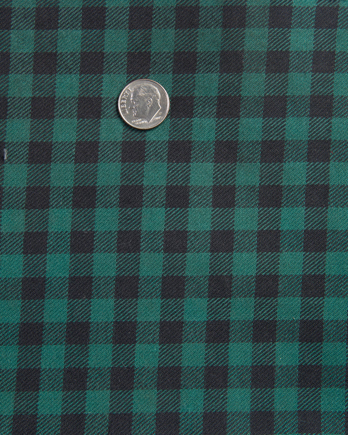 Green Black Gingham Twill Flannel Work Shirt