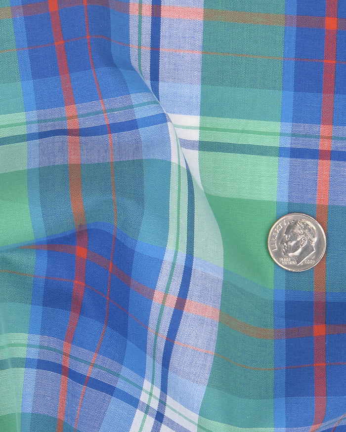 Green Blue Orange Madras Checks
