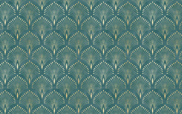 Green & Gold Art Deco Wallpaper: Removable Peel and Stick, Textured Wallpaper