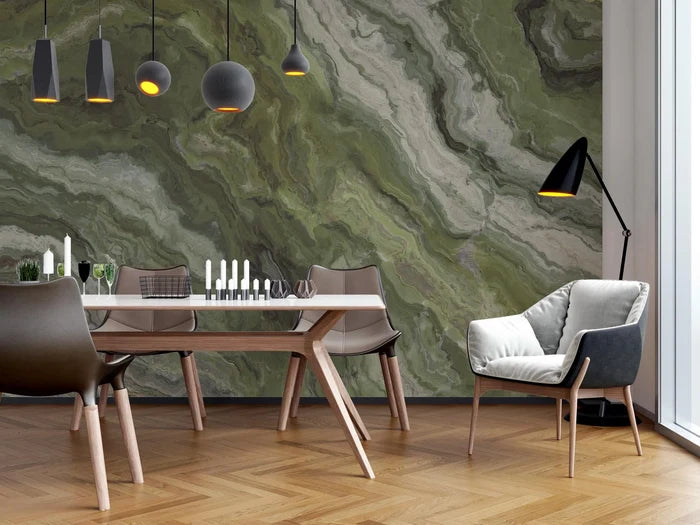 Green Marble Wallpaper: Lightweight Stone Texture, Peel and Stick