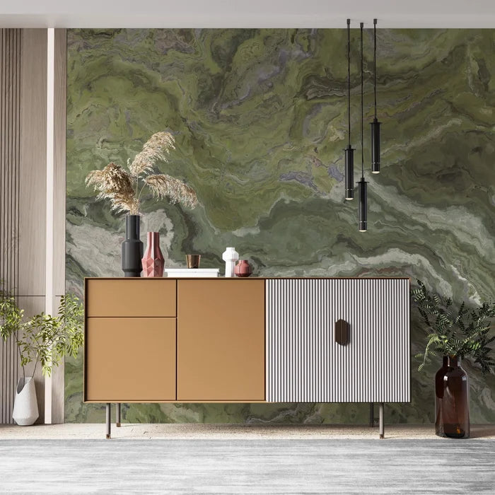 Green Marble Wallpaper: Lightweight Stone Texture, Peel and Stick