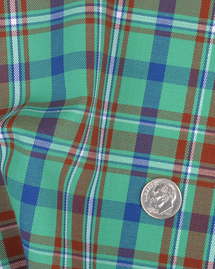 Green Rust Blue Tartan Checks Twill