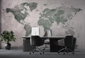 Green Tones Map Wallpaper: Stylish Peel and Stick Office Wall Mural
