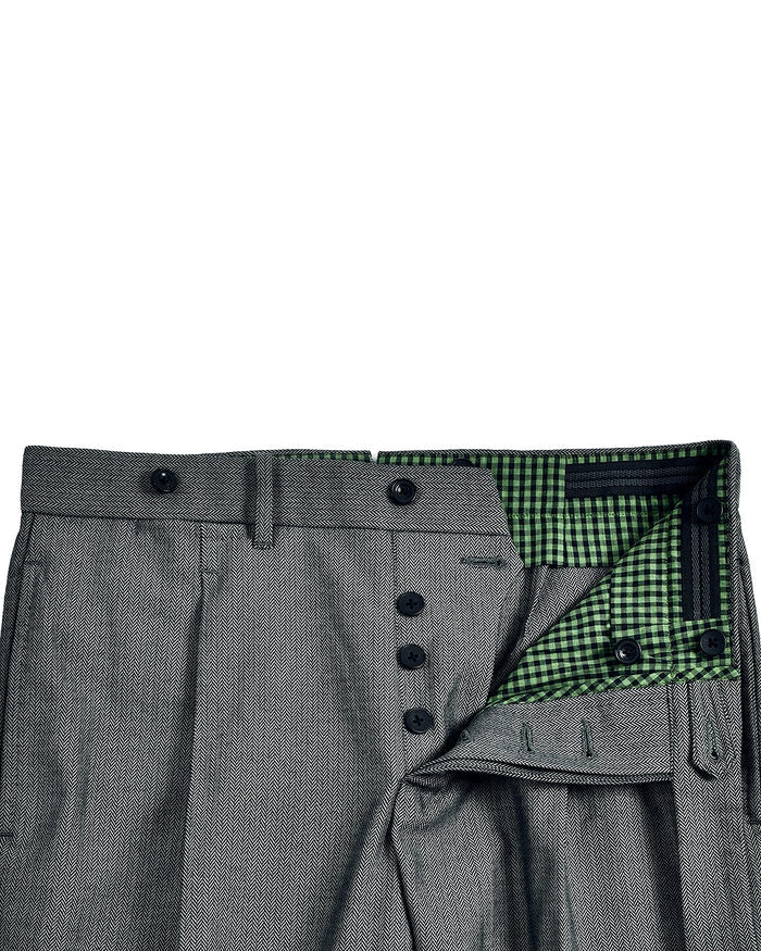 Grey Black Herringbone Pants
