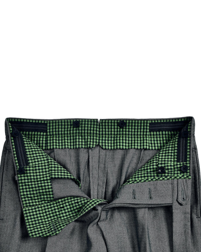 Grey Black Herringbone Pants