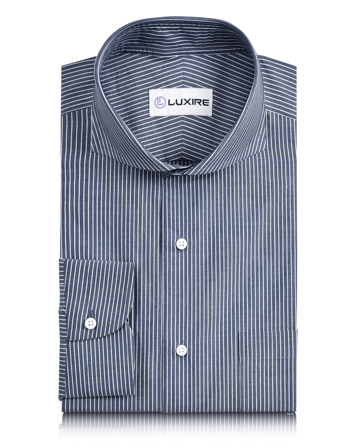 Grey Navy White Pencil Stripes