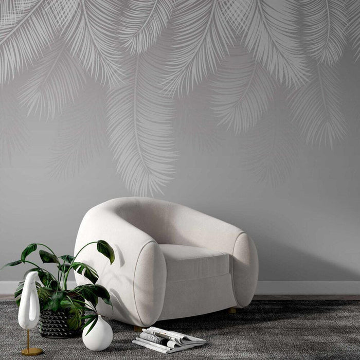 Hanging Palm Leaves Wallpaper: Tropical White, Peel and Stick