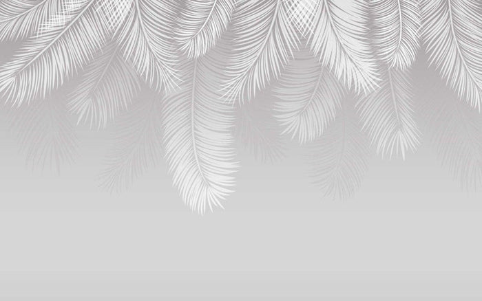 Hanging Palm Leaves Wallpaper: Tropical White, Peel and Stick