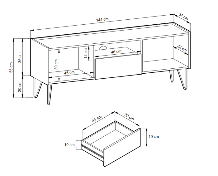 HARMONY TV STAND 01 black / black marbleTV Stand HARMONY 01 (144/55/37) ColourBlack / Black marble + Golden MaterialLaminated board 16mm VeneerEdging ABS Metal Legs PUSH-TO-OPENUncategorizedAnna Furniture