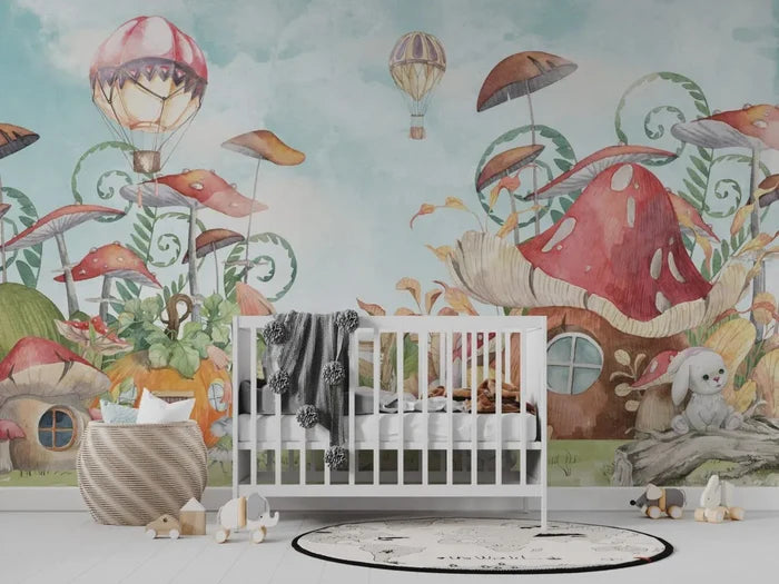 Houses and Bunnies Wallpaper Mural: Secret Garden Peel & Stick