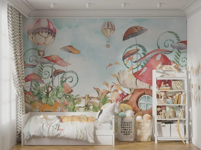 Houses and Bunnies Wallpaper Mural: Secret Garden Peel & Stick