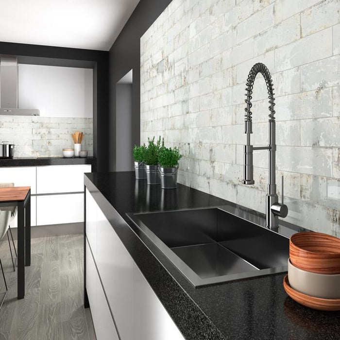 Soci Tile ironworks Series 3 x 12 Glossy Subway Tile Alloy SSN-1869 kitchen backsplash tile