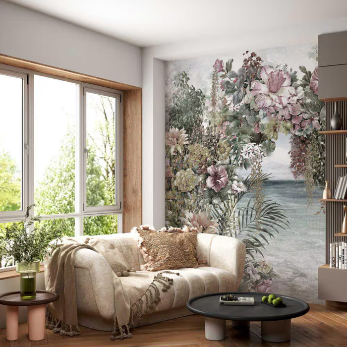 Ivy Roses Wallpaper Mural: Green Vines, Coastal View