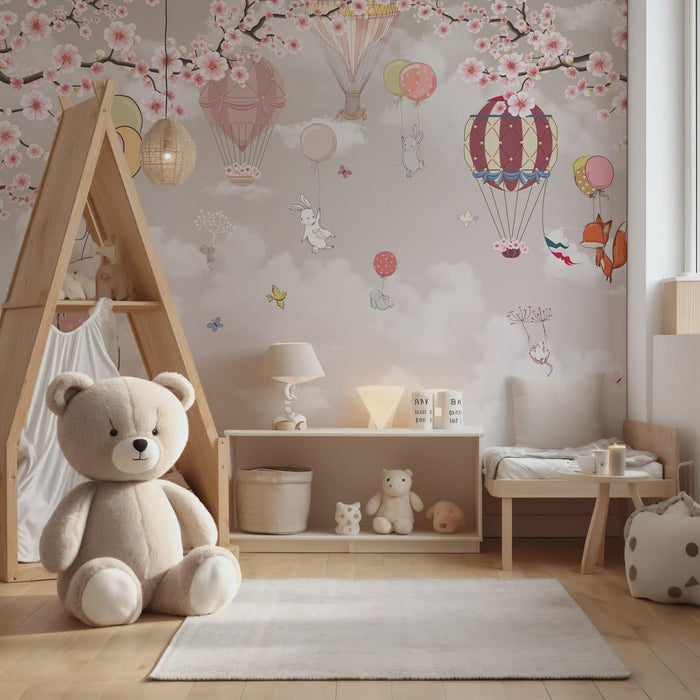 Japanese Animals & Flowers Wallpaper: Nursery Wall Art Mural