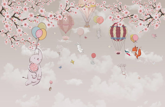 Japanese Animals & Flowers Wallpaper: Nursery Wall Art Mural
