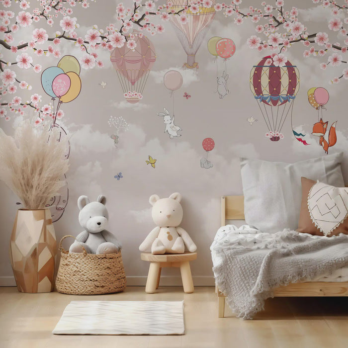 Japanese Animals & Flowers Wallpaper: Nursery Wall Art Mural