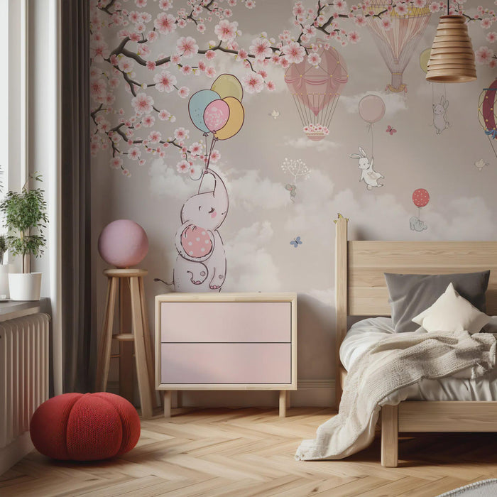 Japanese Animals & Flowers Wallpaper: Nursery Wall Art Mural