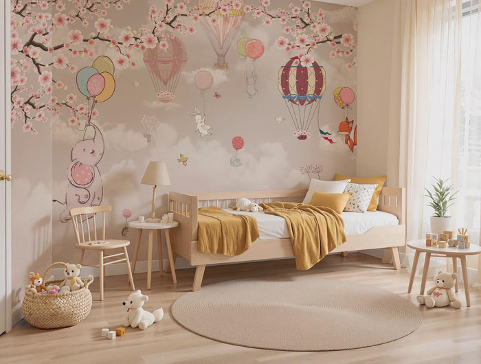 Japanese Animals & Flowers Wallpaper: Nursery Wall Art Mural