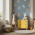 Jungle Animals Wallpaper Mural: Giraffe, Fox, Lion & Deer Kids Room Decor