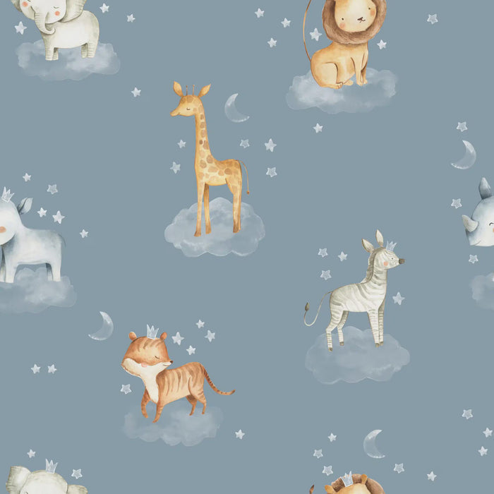 Jungle Animals Wallpaper Mural: Giraffe, Fox, Lion & Deer Kids Room Decor