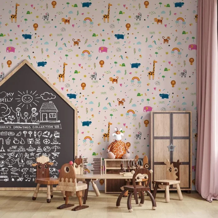 Jungle Animals Wallpaper: Safari Nursery Decor, Peel and Stick