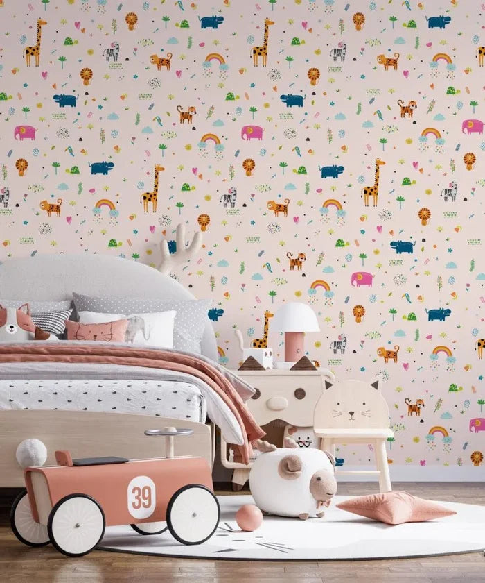 Jungle Animals Wallpaper: Safari Nursery Decor, Peel and Stick