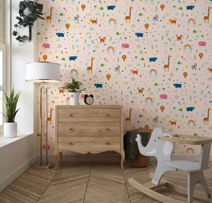 Jungle Animals Wallpaper: Safari Nursery Decor, Peel and Stick