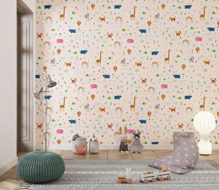 Jungle Animals Wallpaper: Safari Nursery Decor, Peel and Stick