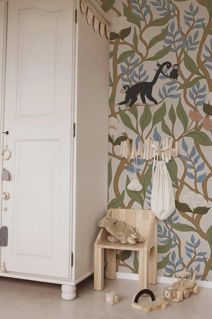 Jungle Monkeys Peel and Stick Wallpaper: Palm Tree Wall Art