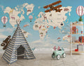 Kids Animal World Map Wallpaper Mural - Peel and Stick Nursery Decor