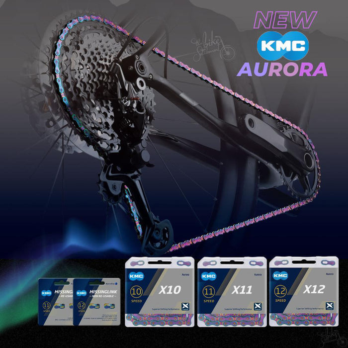 KMC X12 Chain - 12-speed - Aurora Blue with Quick Link