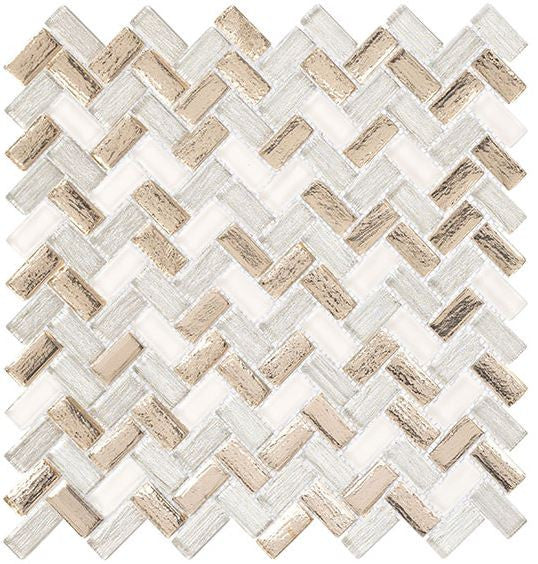 Larati Lane Glass herringbone Mosaic LRL3202 Chiara Fawn