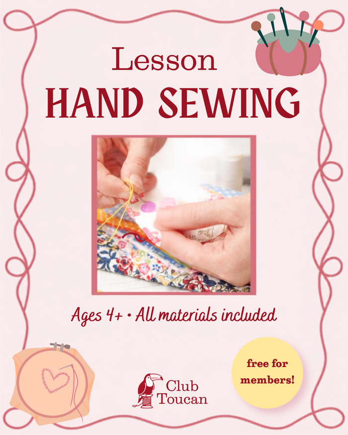 Lesson: Hand Sewing (ages 4+, all materials included)